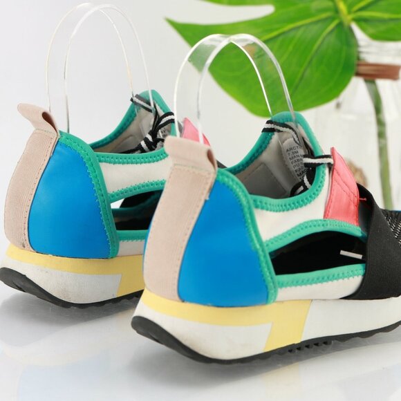 Steve Madden Womens Arctic Sneaker Size 7.5 Blue Red Green Casual Shoe Cutouts - Picture 5 of 11